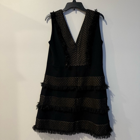 Tadashi Shoji Black Plunge Neck Tiered Ruffle Mini Cocktail Dress - Picture 9 of 13